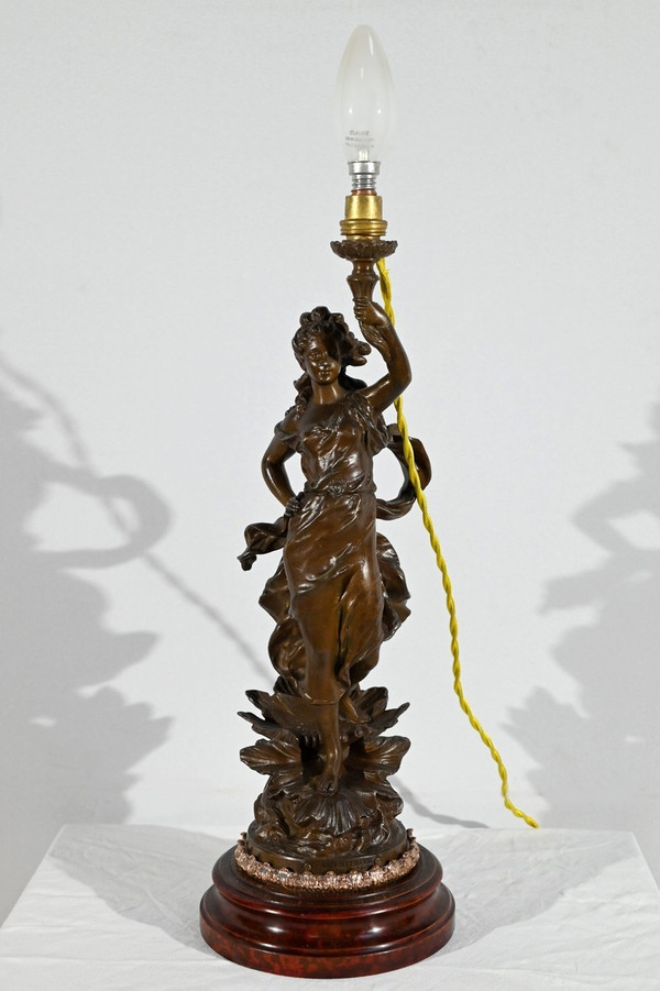 Lampe en Régule « Amphitrite », signée Ch.Lévy  - Fin XIXe