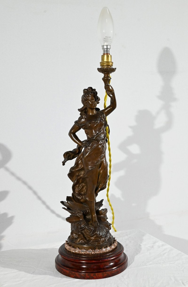 Lampe en Régule « Amphitrite », signée Ch.Lévy  - Fin XIXe