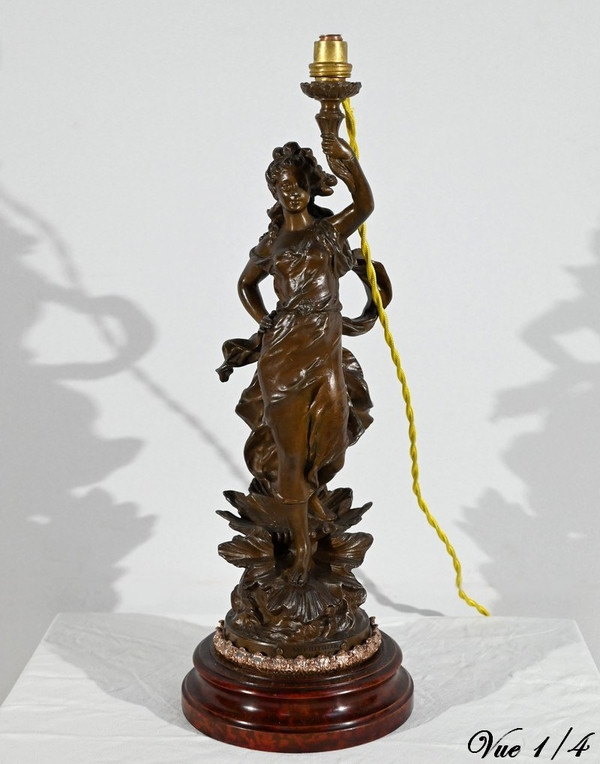 Lampe en Régule « Amphitrite », signée Ch.Lévy  - Fin XIXe