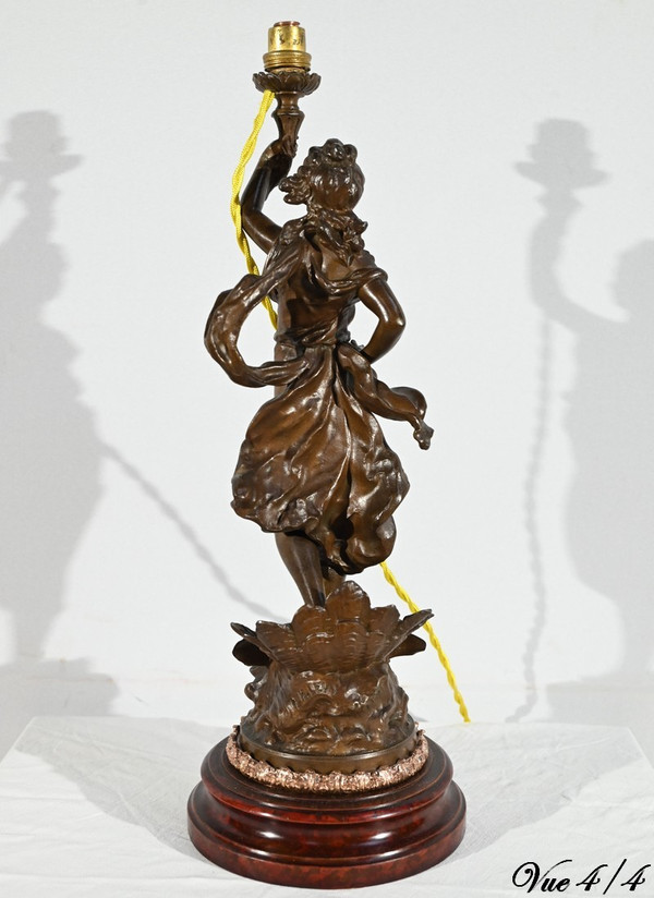 Lampe en Régule « Amphitrite », signée Ch.Lévy  - Fin XIXe