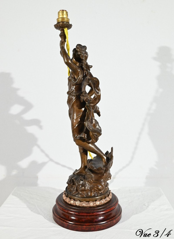 Lampe en Régule « Amphitrite », signée Ch.Lévy  - Fin XIXe