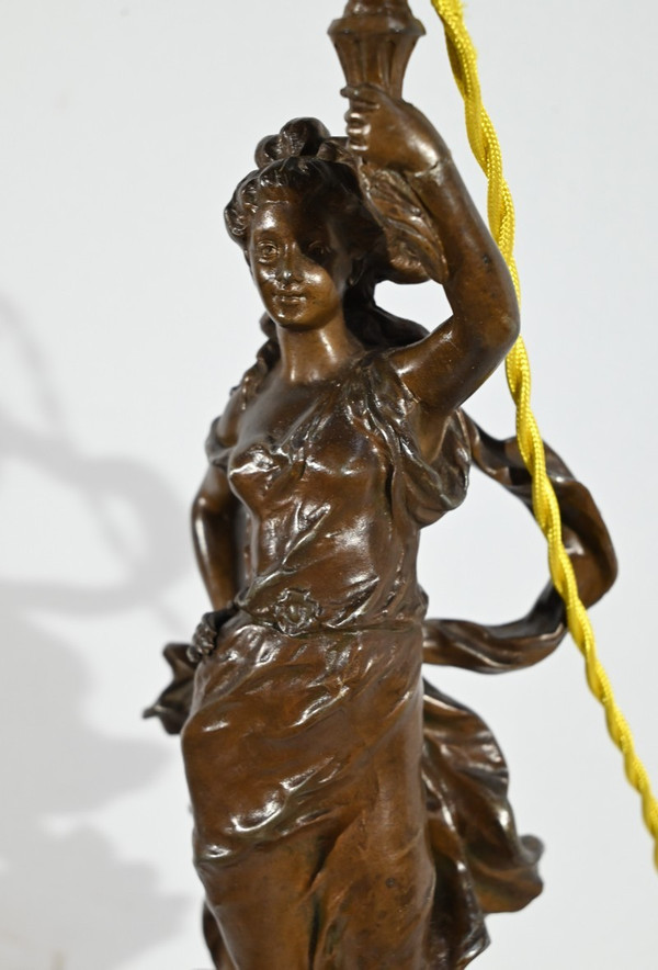Lampe en Régule « Amphitrite », signée Ch.Lévy  - Fin XIXe