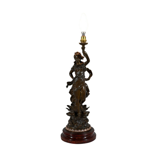 Lampe en Régule « Amphitrite », signée Ch.Lévy  - Fin XIXe
