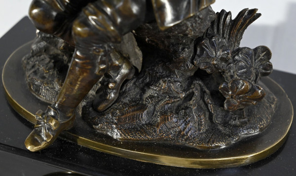 Marble and Bronze Clock “The Flute Player” - Mid-19th Century