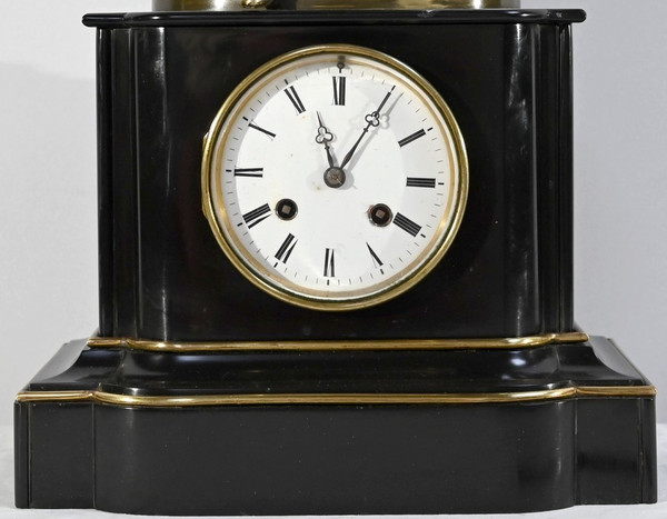 Marble and Bronze Clock “The Flute Player” - Mid-19th Century