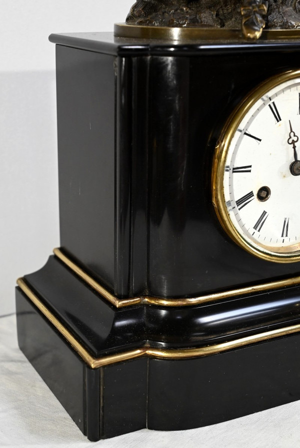 Marble and Bronze Clock “The Flute Player” - Mid-19th Century