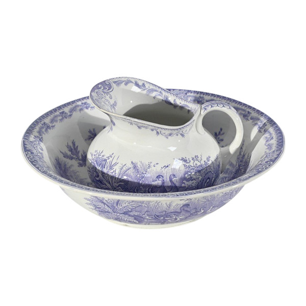 Set da toilette in ceramica Sarreguemines, collezione Duck – Fine XIX secolo