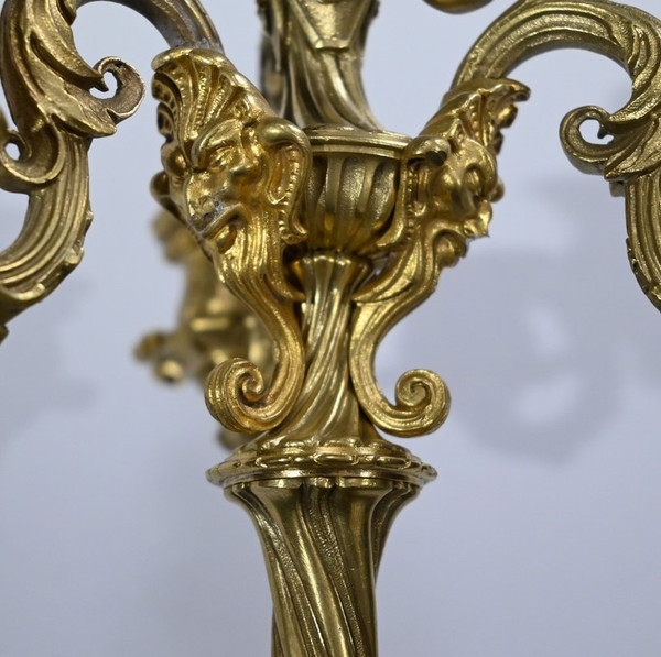 Coppia di Candelabri in Bronzo Dorato, Periodo Restauro – Inizio XIX Secolo