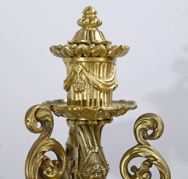 Coppia di Candelabri in Bronzo Dorato, Periodo Restauro – Inizio XIX Secolo