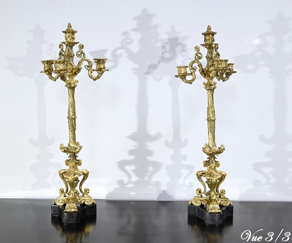 Coppia di Candelabri in Bronzo Dorato, Periodo Restauro – Inizio XIX Secolo