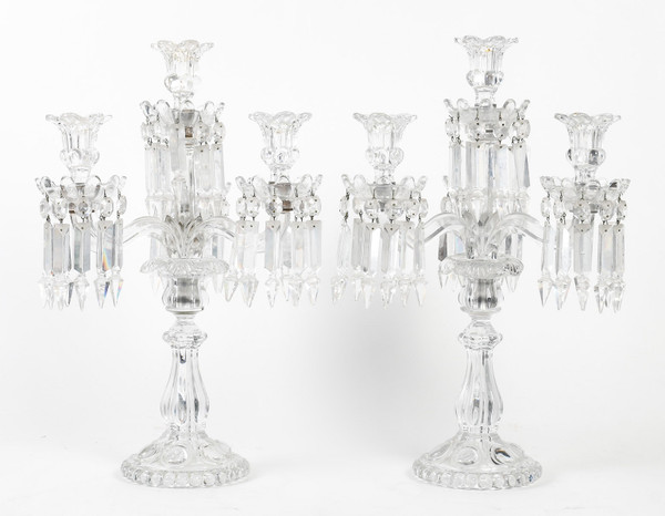 A pair of late 19th century Baccarat crystal candelabra