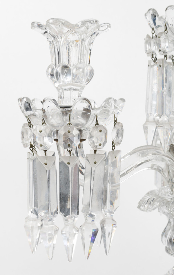A pair of late 19th century Baccarat crystal candelabra