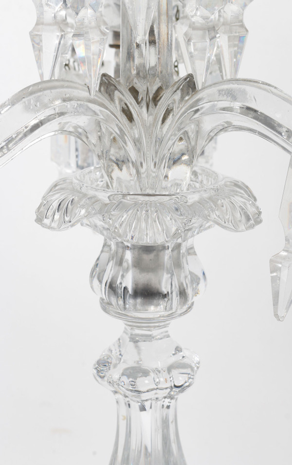A pair of late 19th century Baccarat crystal candelabra