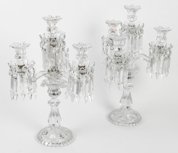 A pair of late 19th century Baccarat crystal candelabra