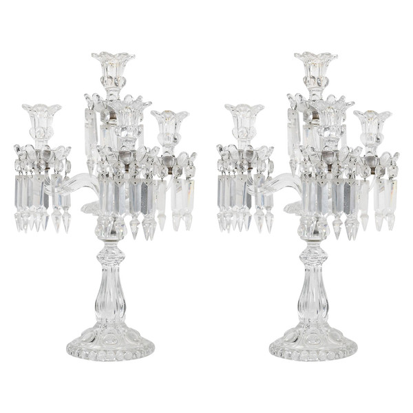 A pair of late 19th century Baccarat crystal candelabra