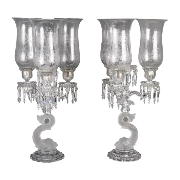 Pair of 20th century Baccarat crystal candelabra