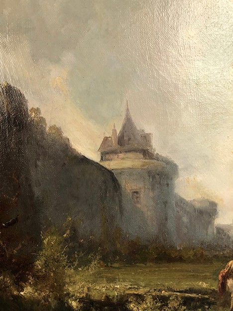 Pair of oils on canvas, 19th century animated landscapes