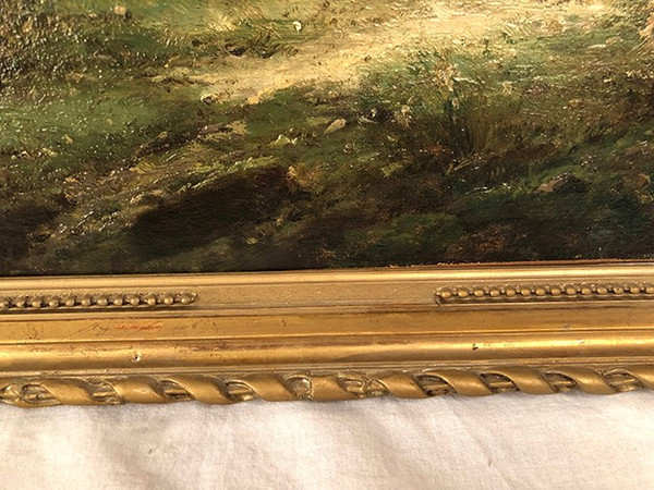 Pair of oils on canvas, 19th century animated landscapes