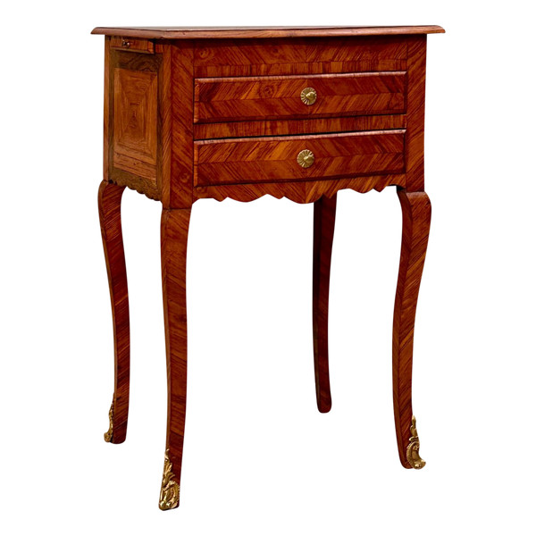 Petite Table Chiffonniere En Marqueterie d'Epoque Louis XV Vers 1730