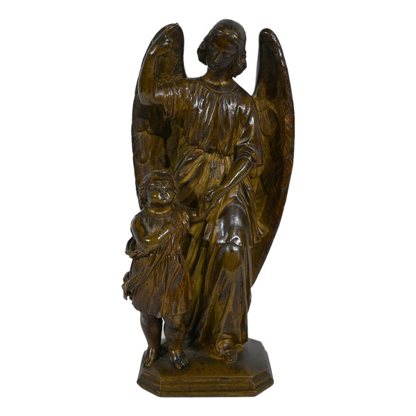 Bronzo patinato, “Bambino condotto da un angelo” – 1900