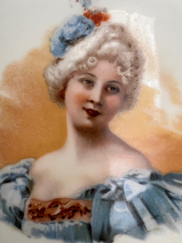 Set of Havilland porcelain plates decorated with women