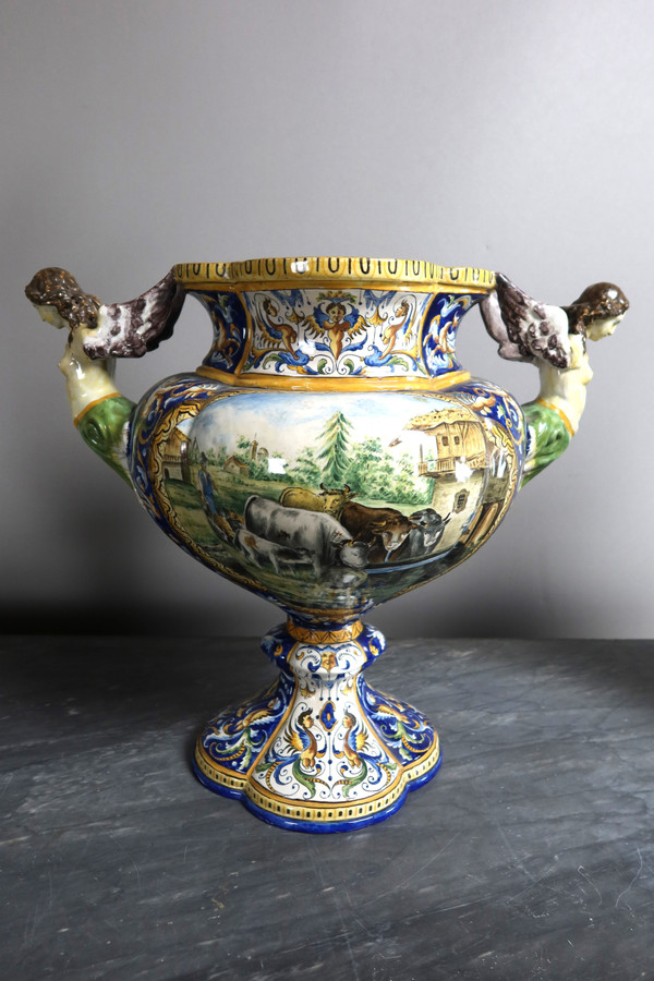 Set Of Three Earthenware Signed Gaetano Battaglia XIX