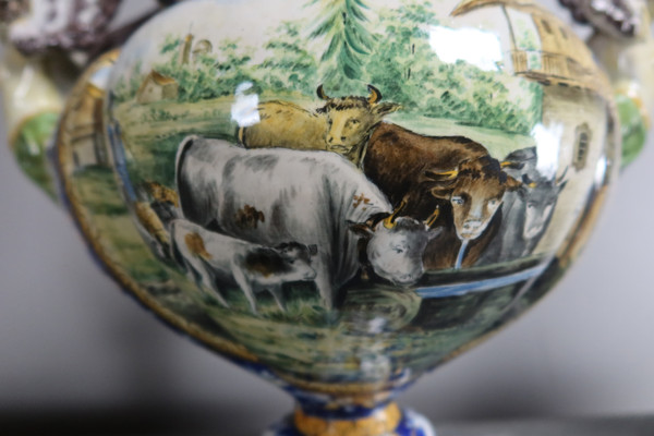 Set Of Three Earthenware Signed Gaetano Battaglia XIX