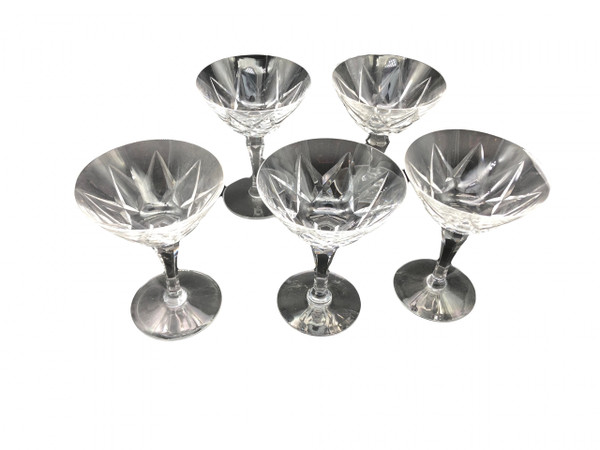 5 Saint Louis crystal champagne glasses, Ardèche model