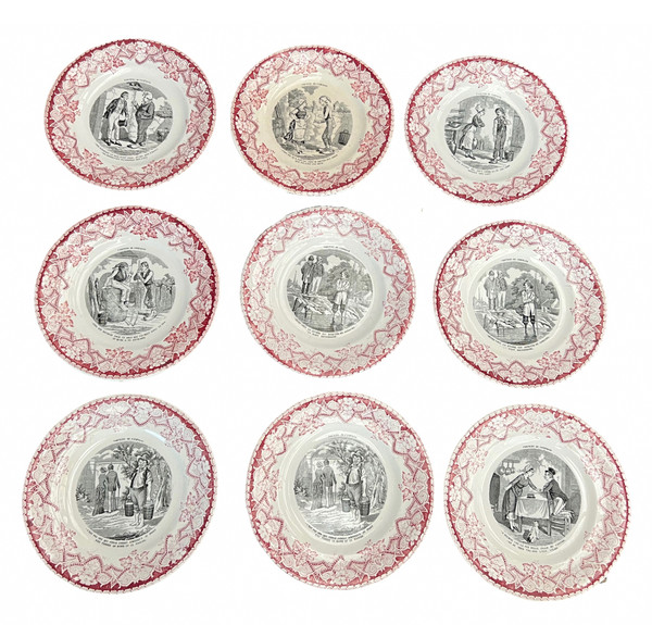 Set of 9 Talking Dessert Plates with Country Pranksters