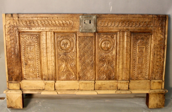 Gothic Chest Panel In 17th Century Oak