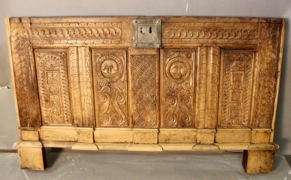 Gothic Chest Panel In 17th Century Oak
