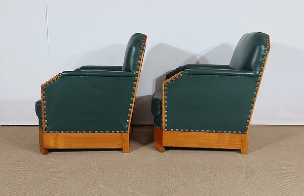 Pair of Art Deco Armchairs in Solid Cherry – 1st part of the 20th century