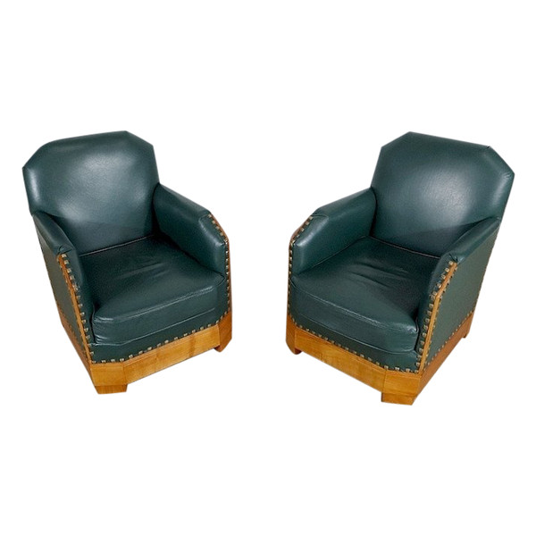 Pair of Art Deco Armchairs in Solid Cherry – 1st part of the 20th century