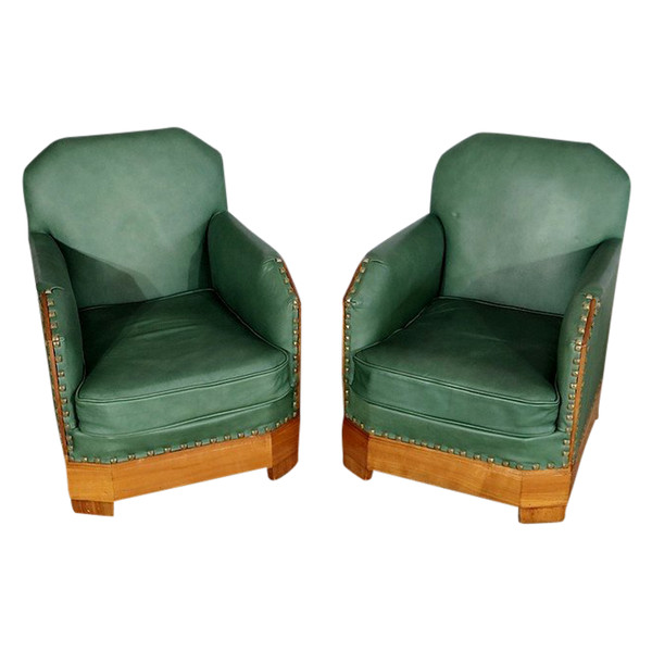 Paire de Fauteuils Art Déco en Merisier massif – 1ère partie du XXe