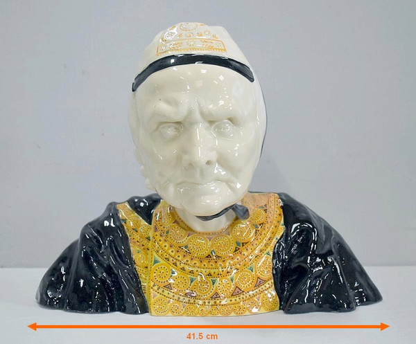 Steingutbüste eines Bigoudène, von H. Porson – 1920/1930