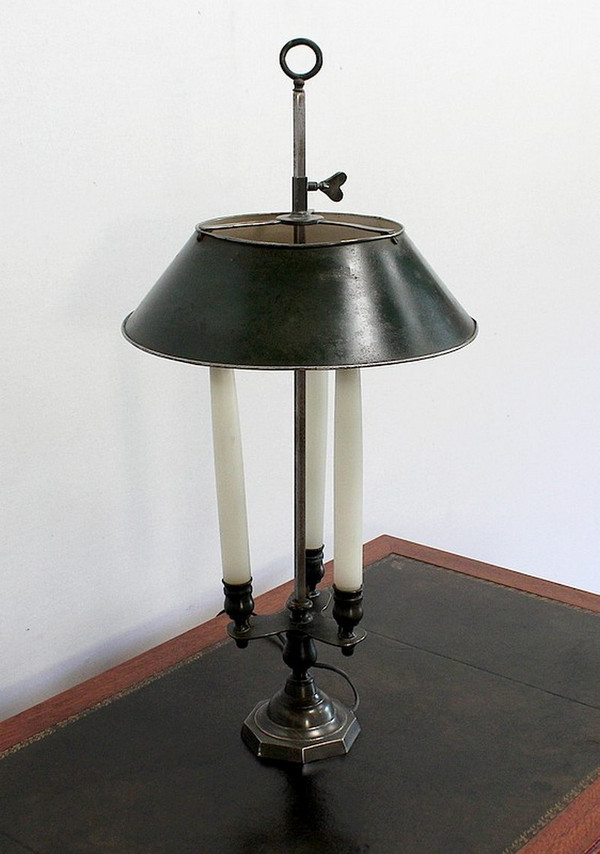 Rara lampada in bronzo, spirito Bouillotte – Inizio XX secolo