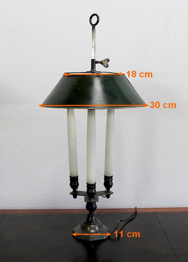 Rara lampada in bronzo, spirito Bouillotte – Inizio XX secolo