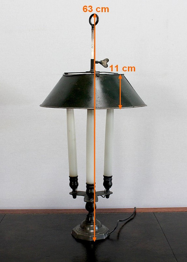 Rara lampada in bronzo, spirito Bouillotte – Inizio XX secolo