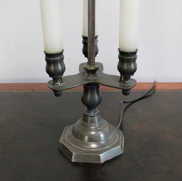 Rara lampada in bronzo, spirito Bouillotte – Inizio XX secolo