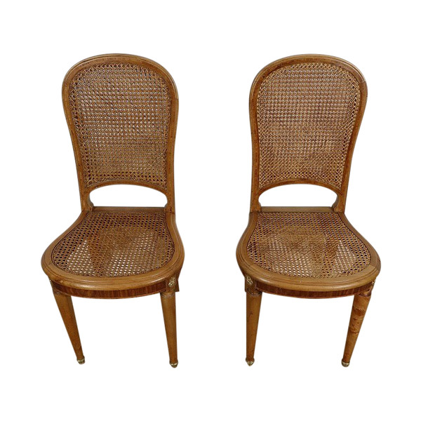 Pair of Cane Chairs, in solid Blond Cherry – 1920/1930