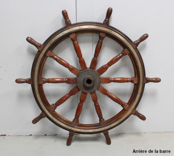 Timone a ruota per barca in teak – Inizio XX secolo