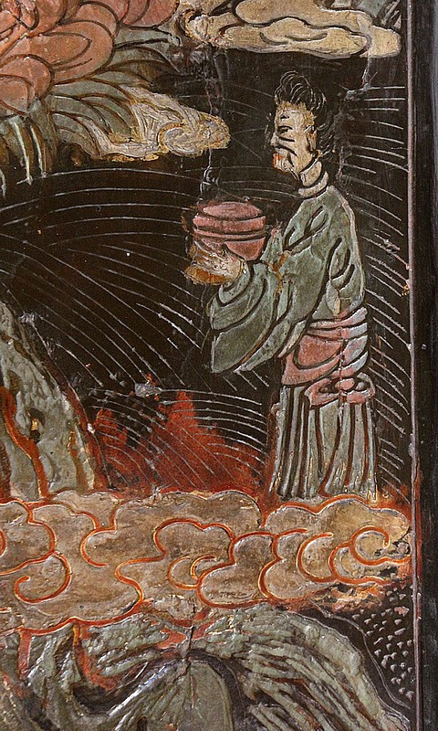Tavolino da caffè asiatico piccolo laccato nero – Inizio XX secolo