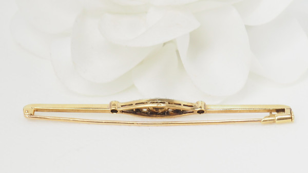 Gelbgoldene Rubin- und Diamant-Barrette-Brosche
