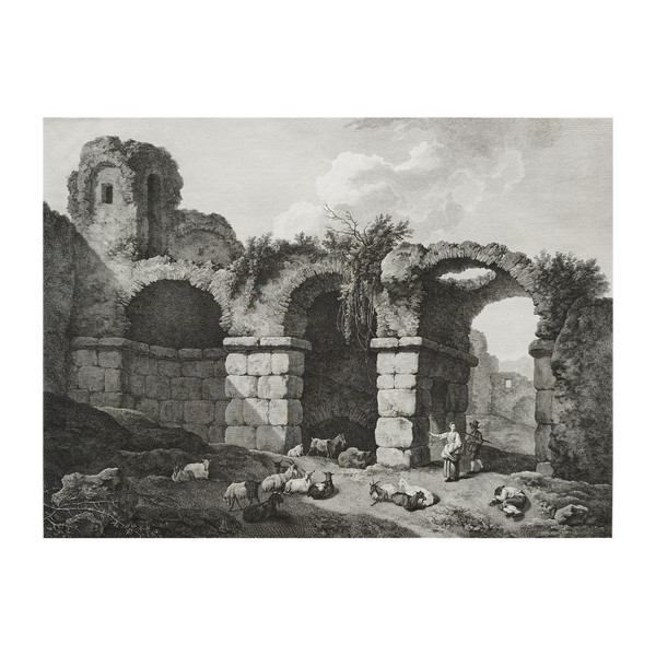 Etching Engraving Architecture 18th Century Roman Ruin Old Print