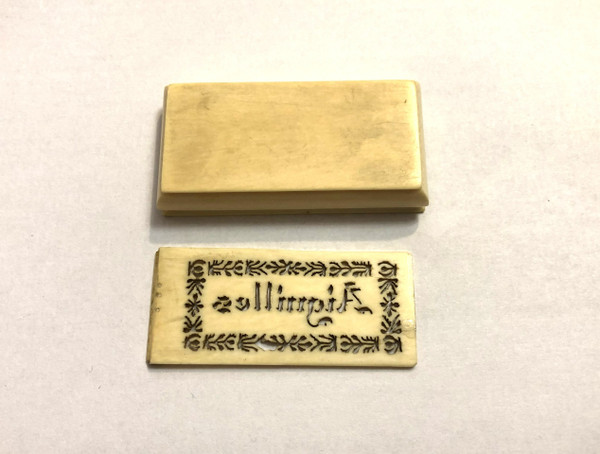 Old carved and openwork ivory needle box Travel/sewing kit Late 19th century