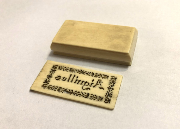 Old carved and openwork ivory needle box Travel/sewing kit Late 19th century