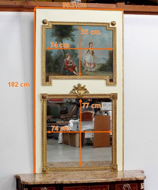 Large Trumeau Mirror, Louis XVI style - 2nd half of the 19th century