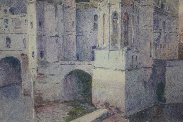 Acquerello 'Château De Chenonceau' di Marius Robert datato 1912