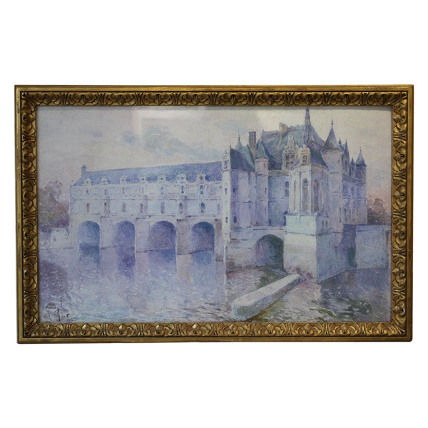 Watercolor 'Château De Chenonceau' By Marius Robert Dated 1912