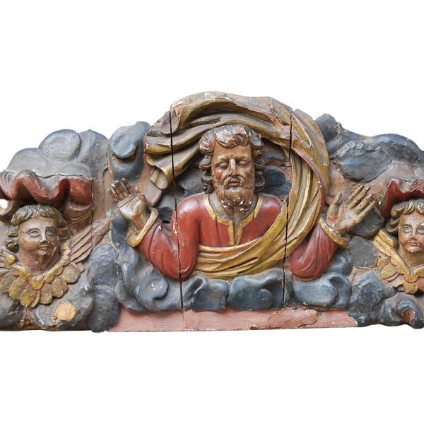 Grand Bas Relief Bois Sculpté XVII ,dieu Le Père